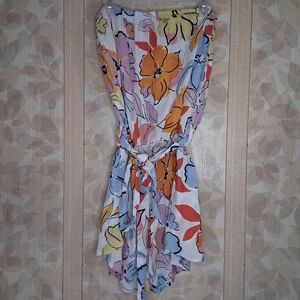 Kiwi & Punch Hula Floral Size XL Strapless Jumpsuit Romper Flowy Beach Coastal